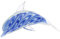 Dekofigur aus Glas und Briefbeschwerer, Delfin in einem blauen Camau, Länge 19 cm