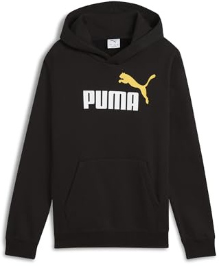 Puma Jungen ESS 2 Color No. 1 Logo Hoodie FL B Kapuzenpullis, Puma Black-Sunny Yellow,