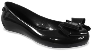 Ladies Flat Womens Bow Casual Office Jelly Bow Slip ON Shoes Ballerina Pump Black Size UK 5