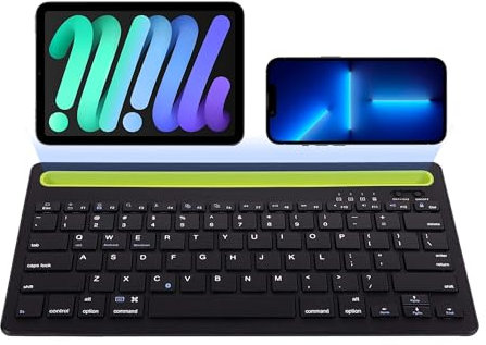 Clavier Filaire Bluetooth, Clavier QWERTY Silencieux Rechargeable Ultra-Mince, 78 Touches,Prend en Charge la Commutation Entre 2 Appareils, aAec Support Intégré,pour iPad,Tablettes,Smartphones(Noir)