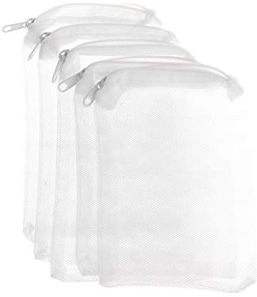 Yeselino 5 bolsas de malla para filtro de acuario con cremallera para filtración biológica fuerte, peces para tanque, filtro reutilizable, calentador de acuario, termómetros, decoración de arena y