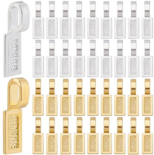SOFPLATE 1 Box 100Pcs Gold Glue on Bails Rectangle Flat Pad Bail Bulk Tibetan Alloy Silver Small Shovel Shape Charms Connector Hanger jewellery Findings for Necklaces Making Supply DIY Cabochons Craft