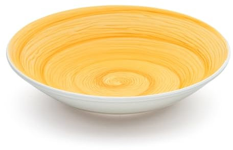 Memento Table Lot de 6 assiettes creuses 23 cm en céramique fabriquées en Italie, peintes à la main (jaune, fond)