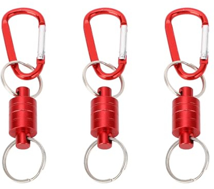 3PCS Magnetischer Schnellverschluss-Schlüsselanhänger, Federschnapp-Schlüsselanhänger-Clips, Abnehmbarer Schlüsselring für Fliegenfischen, Magnet-Metallhaken