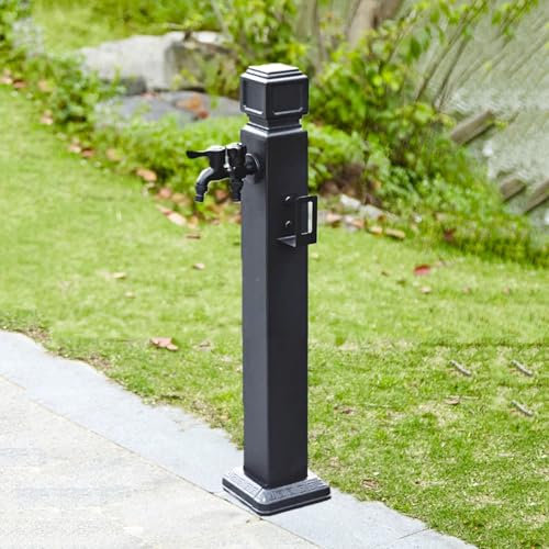 FORRTY Fontana da Giardino Esterno Acciaio Inox, Fontana a Colonna da Giardino Esterno Con Rubinetto 60/95cm, Adatto per L'irrigazione Del Giardino, Ll Lavaggio Dell'auto ecc(Short style)