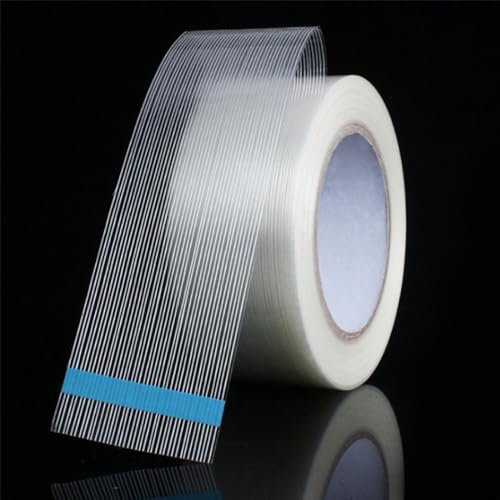 1 rouleau de ruban adhésif en fibre de verre renforcé pour réparation d'emballage - Ruban de cerclage transparent pour boîte d'expédition robuste - Ruban de réparation en ligne droite - 35 mm x 50 m