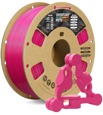 OVERTURE PETG Filament Aufgerüstet 1,75 mm, 1kg (2,2 lbs) Spule, 3D-Druck-Filament, Maßgenauigkeit +/- 0.02 mm (Magenta)