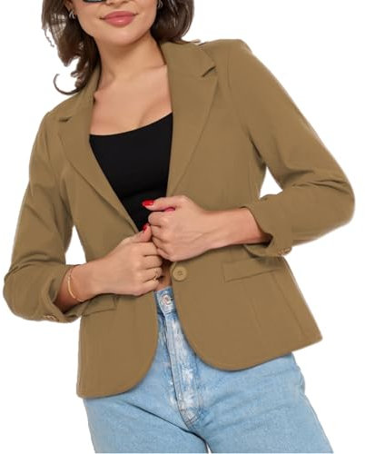 Ballandoro Blazer Donna Jersey Elegante Casual Sportivo Giacca Donna Elegante Ufficio Senza Tasche Coprispalle Cerimonia Tailleur Pantalone e Giacca (IT, Testo, M, Regular, Regular, Beige)