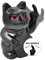ANGRY CAT - Winkekatze Lucky CAT - Lustige winkende Katze - japanische Winkkatze mit Stinkefinger - Dekoartikel Wackelfigur Katze - Winke-Arm mit Mittelfinger - 15cm, Black Shiny