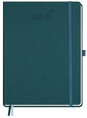 BEZEND Kalender 2025 2026 Wochenplaner A4, 18-Monate Buchkalender Juli 25-Dez 26, PU-Leder Hardcover 1 Woche 2 Seiten mit Stifthalter - Dunkelgrün
