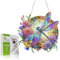 Diamond Painting Fensterbilder,Beidseitige Diamond Painting Fensterbilder anhänger ,Blumen und Libellen DIY Kristall Malerei Anhänger mit Kette,Eingang Diamant Malerei Deko für Haus Geschenk（20x20cm）