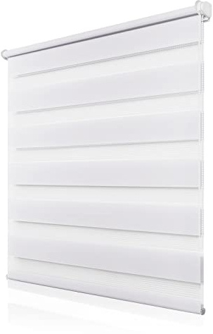 Doppelrollo Klemmfix ohne Bohren 50x180cm(BxH), Rollos für Fenster ohne Bohren Weiß, Duo Rollo Klemmrollo, Lichtdurchlässig & Sichtschutz,Fenster Rollos für Innen
