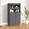 Juroupi Highboard Grau 60x40x116,5 cm Highboard Wohnzimmer Esszimmerschrank Wohnzimmer SchräNke Highboard Vintage Buffetschrank Massivholz Kiefer