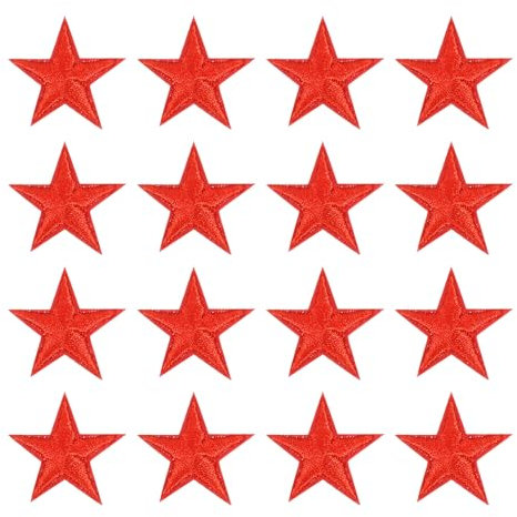 sourcing map 16Pcs Iron on Star Patches, Sew on Star Embroidered Patches, Decorative Repair Patch Applique for DIY Crafts Backpacks Bags Hats Clothes, 29mm Red
