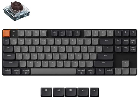 Keychron K1 Version 6 Teclado Mecánico Inalámbrico Personalizado, Bluetooth/USB-C, RGB, Hot-Swap, QMK/Via Macros Programables, PBT Keycaps, para Mac Windows, Gateron 2.0 Brown Switch