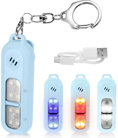 tlidfgeo Taschenalarm, Verteidigungs Waffen für Selbstverteidigung Frauen, 130 dB Summeralarm mit Schlüsselanhänger, Sirene für Alleine Leben und Laufen Bei Nacht (Blau)
