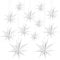 LDXDRU 12 Pack 9-Pointed Paper Star Lanterns, 25/30 / 40 / 45cm Hanging Paper Decorations, White 3D Stars for Wedding Birthday Christmas Ornaments Party