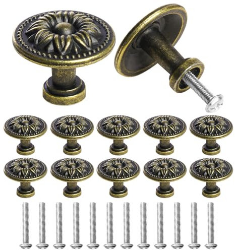 Ainiv 12 PCS Vintage Cabinet Knobs, Bronzy Drawer Knobs, 30mm Round Furniture Door Knob, for Home Decorating, Cupboard, Wardrobe, Drawer