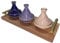 Lot de 3 Mini Tajines avec Plateau – Artisanat Marocain pour Condiments et Sauces (Or 12 Carats/MODELE 01)