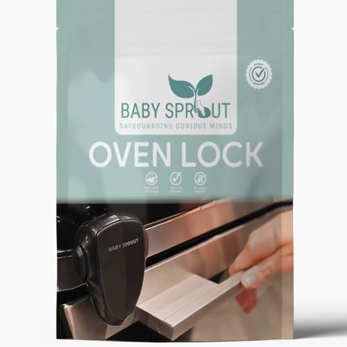 BABY SPROUT® Oven Lock for Baby Proofing | 1pc Black Child Safety Lock for Oven Doors | No Tools or Drilling Required | Child Proof for Kitchen Safety | Easy to Install with Strong 3M Adhesive