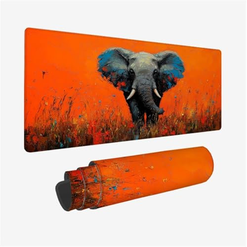 Éléphant Tapis de Souris XXL 1500x800mm Tapis Souris Animal Mouse Pad avec Antidérapant et Imperméable Désign, Desk Mat avec Bords Cousus pour Gamer, Ordinateur, PC, Ordinateur Portable,Model216
