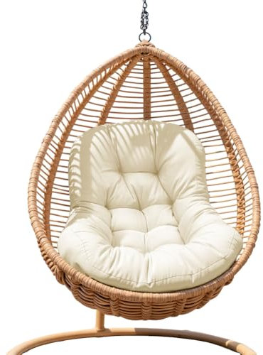 RZYW Hängesessel Kissen Outdoor,Wasserdicht Ersatzkissen für Hängesessel,Polster Hängekorb,Auflage für Hängeschaukel,Schaukelstuhl Sitzkissen für Schaukel Korb,Beige,120 x 80 x 10cm