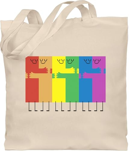 Baumwolltasche - Kleidung Flag - Pride Outfit LGBTQ Umarmung Regenbogen Accessoires CSD Outfit Christopher Street Day Accessoires I - Unisize - Naturweiß - jutebeutel lgbt stoffbeutel jute bag