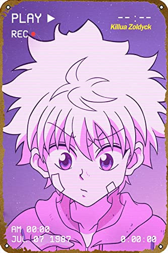 Killua Zoldyck Hunter Retro-Blechschild, Videospiel-Schild, Gamer-Poster, Gamer-Dekor, Wandkunst, Metallschild, Wandkunst, Plakette, Poster für Zuhause, Bar, Pub, 20,3 x 30,5 cm