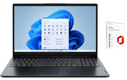 Lenovo Ideapad 1 15.6 FHD Laptop | AMD R3 7320U(Beat i5-1035G1) | 8GB RAM DDR5 | 256GB SSD | Intergrated Graphics | HDMI | Windows 11 Pro | Bundle with Office 2021