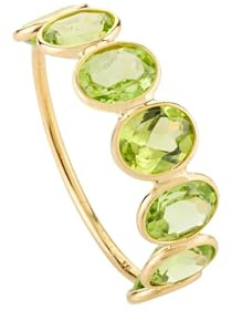 Yellow Gold 925 Sterling Silver Natural Oval Faceted Peridot Ring August Birthstone Minimalist Stackable Half Eternity Ring