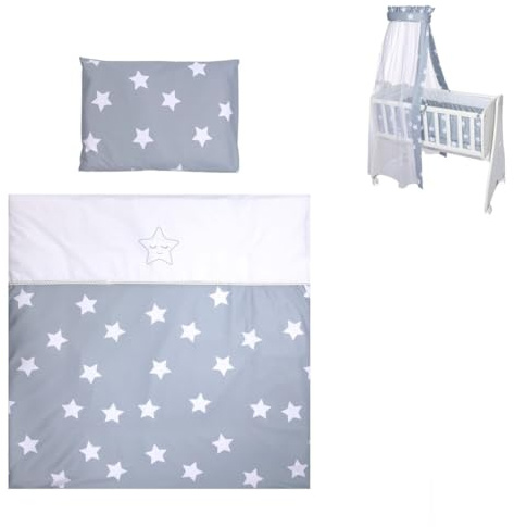 Lorelli Baby-Bettwäsche 7-teiliges Set First Dreams Decke Kissen Laken Himmel grau Sterne