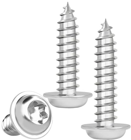 ZEVONDA Tornillos Autorroscantes Torx - Tornillos para Madera Rosca Completa Acero Inoxidable A2 V2A Tornillo de Cabeza Plana con Arandela, M5 x 16mm