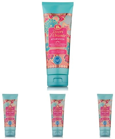 Tesori d'Oriente Duschcreme-Gel für Damen, feuchtigkeitsspendendes Duschgel für Frauen, Reisegröße, Körpergel mit Hautpflege-Essentials, 250 ml (italienischer Import) (Ayurveda) (Packung mit 4)