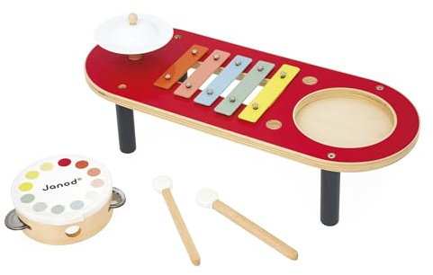 Janod – Musik-Holztisch – Musikinstrument für Kinder – Imitationsspielzeug und Spielzeug zur musikalischen Früherziehung – Ab 18 Monaten, Kind