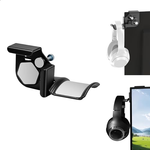 luopeidian Soporte Auriculares,Soporte Cascos para Monitor,Headphone Stand Universal con Base Ajustable y Fijación por Tornillos para Todos Los Auriculares Gaming y Oficina Negro