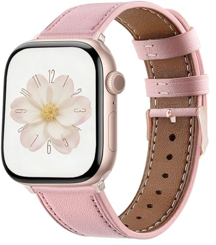 NEMUALL Lederarmband für Apple Watch 42mm 41mm 40mm Damen Uhrenarmbänder | Elegant, Dünnes und Leicht Leder Armbänder, Echtes Leder Ersatzarmbänder, für iWatch Series 11 10 9 8 7 6 5 SE3/2