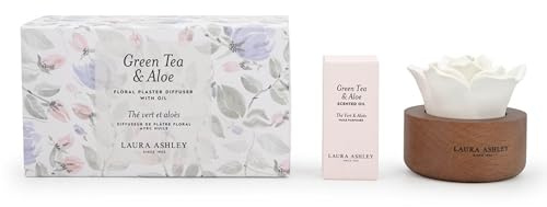 Laura Ashley Duftblume Raumduft Diffuser (10ml) | Green Tea & Aloe | Dekorative Blume in Glasvase | Edle Geschenkidee in Design-Box