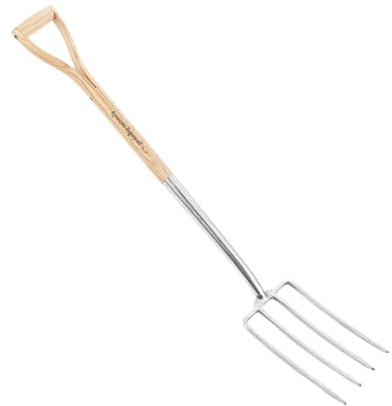 Digging Fork Stainless Steel Garden Fork With Ash Wood D Handle For Soil Loosening Compost Turning And Garden Work 110 cm