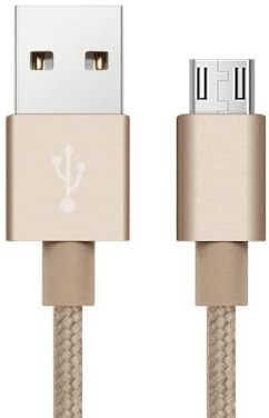 iTechCover Braided USB Cable Charging Cord/Charger Power Lead Wire Compatible with JAM ZERO CHILL SPEAKER/Gold / (2m / 6.6ft)