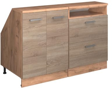 Vicco Küchenschrank für Dachschrägen R-Line, Sonoma, 120 cm 2er Set Schrankkorpuss 60 cm Tiefe, geeignet für schräge Wände und Variable Küchenmontage