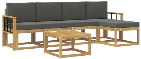 vidaXL Outdoor-Sofagarnitur mit Kissen 6 pcs Weiß und Anthrazit, Garten-Couch, modernes Sofa-Set für draußen, langlebige Möbel, Coole Terrasse, stilvolles Loungen im Freien
