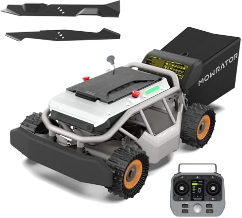 Mowrator S1 4WD18Ah Grip Reifen Fernsteuerbarer Rasenmäher 53cm 50°(119%) | Steile Hangpflege, Feines Laubmulchen, inkl. Laubmulchmesser, Schnitthöhe 3,8–10,9 cm, bis 4.500 m², sofort einsatzbereit