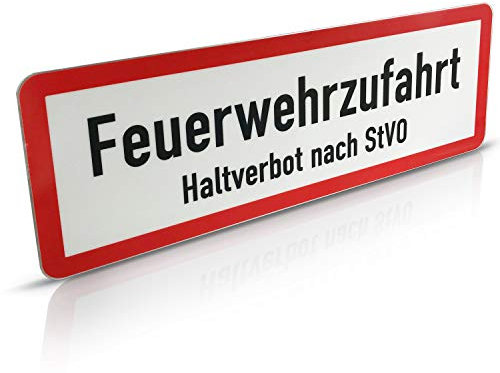 Betriebsausstattung24 Hinweischild Feuerwehrzufahrt Haltverbot nach StVO - Aluminium - 59,4 x 21,0 cm - retroreflektierend ausgerüstet