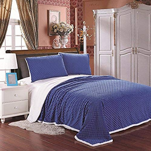 Sweet Home Collection Mermaid Sherpa Decke aus Kunst-Lammwolle, wendbar, sehr weich, Kingsize, Marineblau
