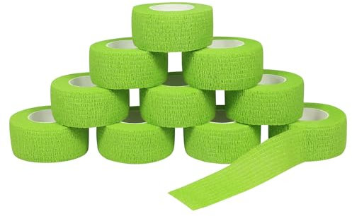 QiGui 10 Rollen Fingerpflaster Selbsthaftend Bandage Elastische Verband 2,5cm x 4,5m Wasserfestes Selbstklebender Haftbandage Cohesive Fixierverband Pflasterverband Pet Vet Wrap für Erste Hilfe Sport