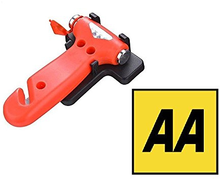 AA Car Emergency Car Glass Hammer With Seat Belt Cutter & LED Lantern Torch