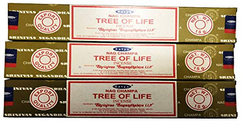 Satya Nag Champa Lot de 3 paquets de bâtons d'encens Arbre de vie