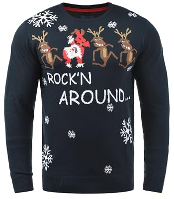 Blend Deer Herren Weihnachtspullover Winter Pullover Strickpullover Weihnachtspulli mit Rundhals-Ausschnitt