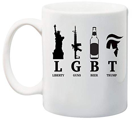 Ink Trendz LGBT Liberty Guns Beer President 47 Trum Funny Parody Signature 11 oz. Mug