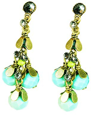 Konplott: Ohrstecker Beat of the Beads green, dreiteilige moderne Pendeln-Ohrstecker in grün, für Damen/Frauen